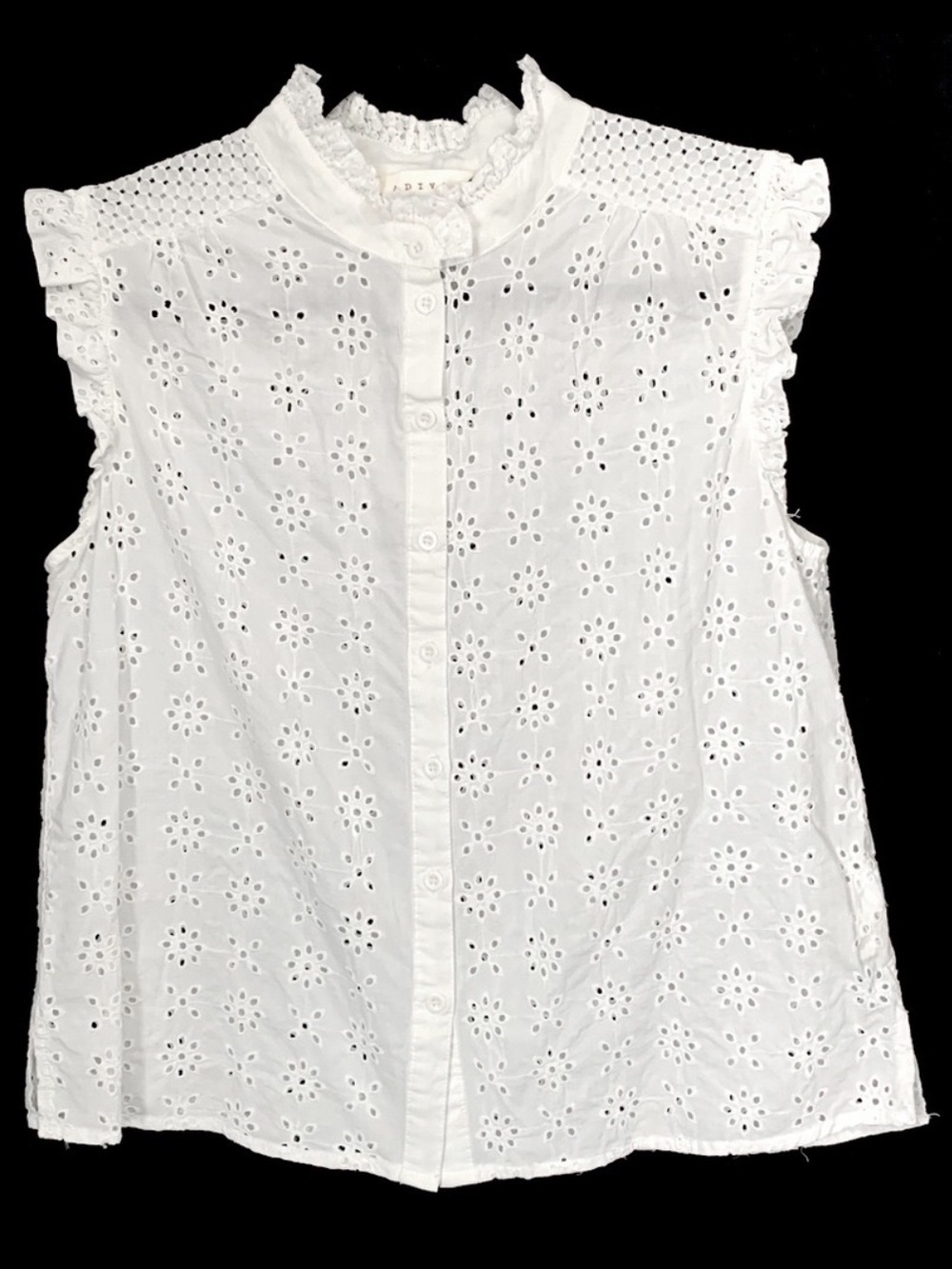ADIVA Eyelet Lace Sleeveless Buttoned Shirt
